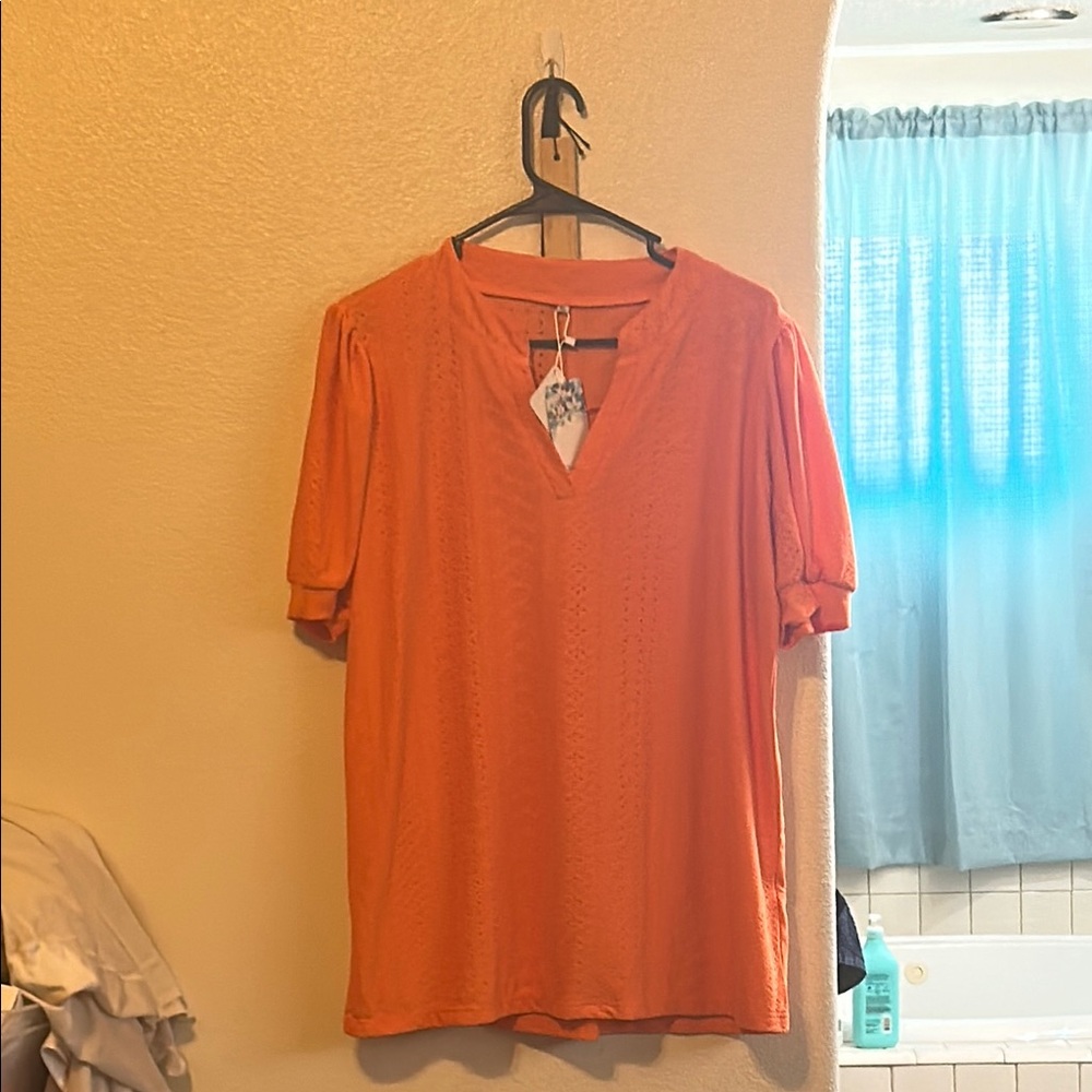 Men's Orange V-Neck Shirt